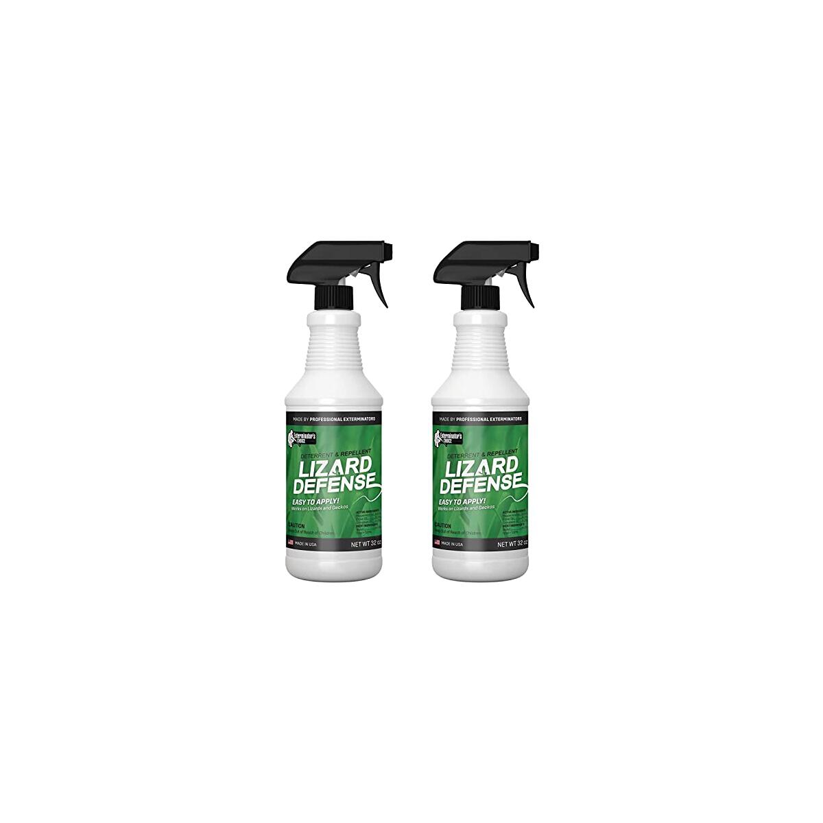Exterminators Choice Lizard Spray - 32 Fl Oz - Indoor & Outdoor Barrier to Deter Geckos - Kid & Pet Friendly Lizard Control Spray - Dual Pack Longevity for Extended Coverage to Keep Reptiles Away
