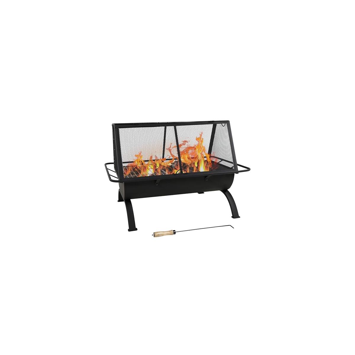 Sunnydaze 36-Inch Northland Steel Outdoor Fire Pit with Grill - Outdoor Fireplace with Cooking Grate, Spark Screen, Cover, and Poker