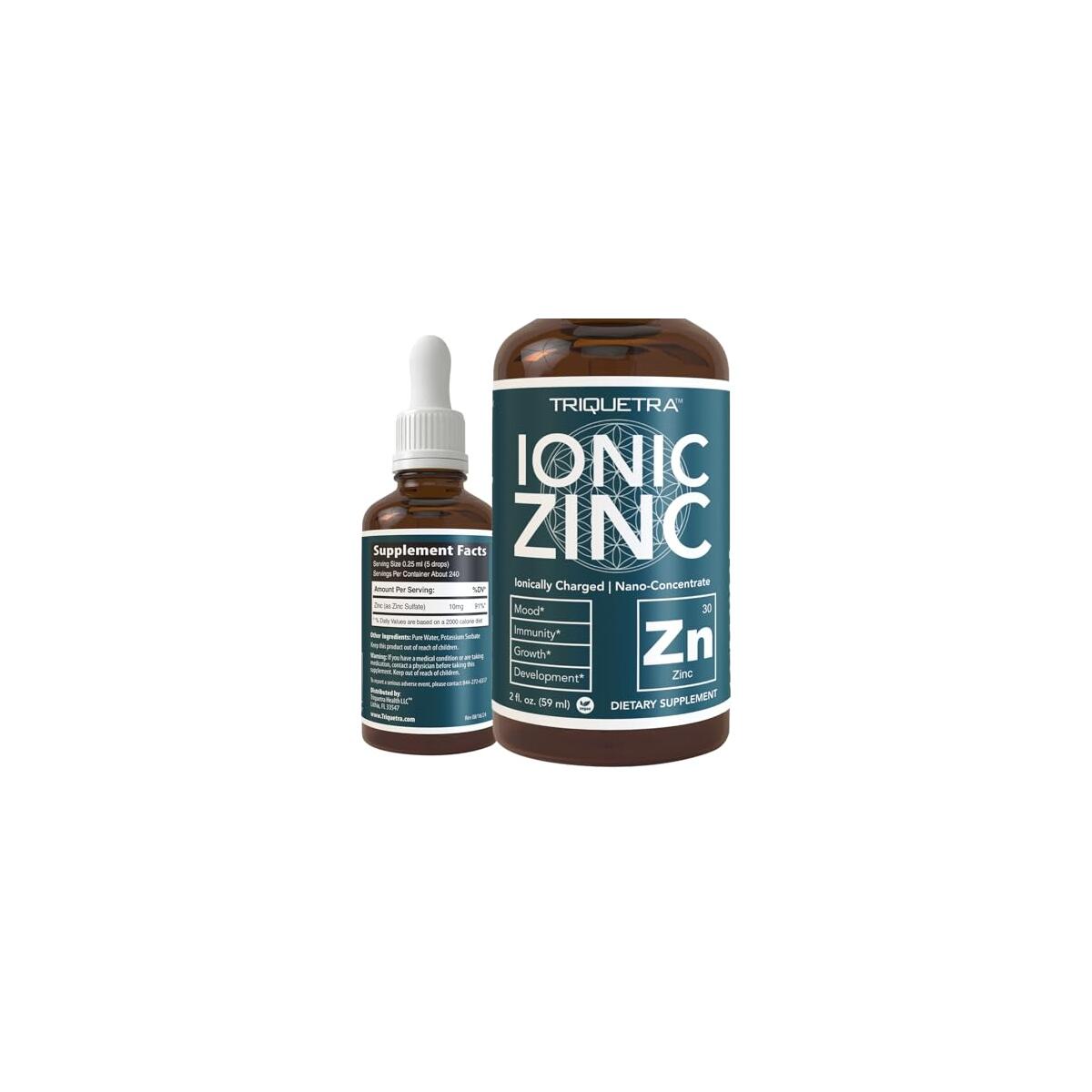 Ionic Liquid Zinc &ndash; 8 Month Supply, Adjustable Dosing for Adults &ndash; High Absorption, Vegan, Glass Bottle &ndash; Supports Immune System, Brain & Thyroid Health &ndash; Essential Mineral Supplement (2 oz)