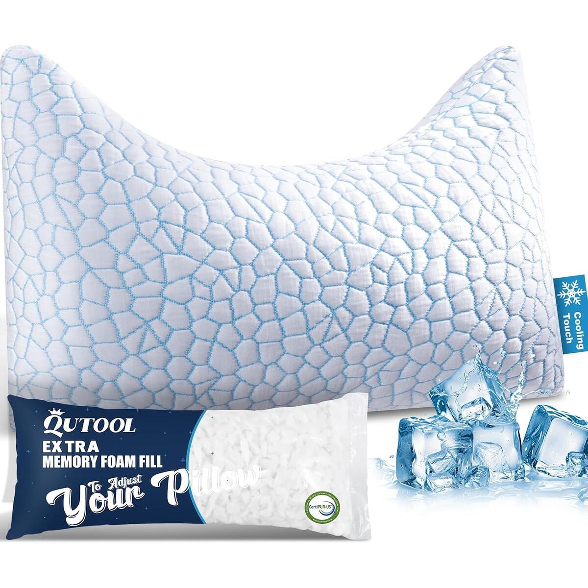 QUTOOL Crescent Pillow for Side Sleepers, Shoulder Support, Queen 1 Pack
