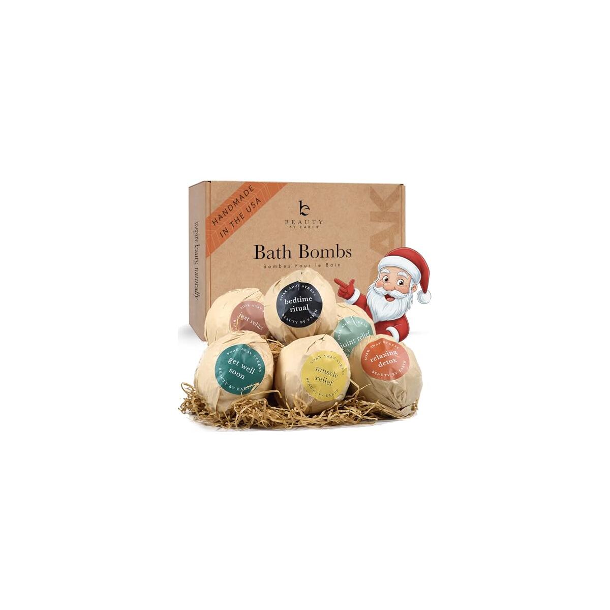 Bath Bombs Gift Set, USA Made with Organic & Natural Ingredients, Christmas Stocking Stuffers for Women & Men, Relaxing Spa Gifts, Wife Stocking Stuffers