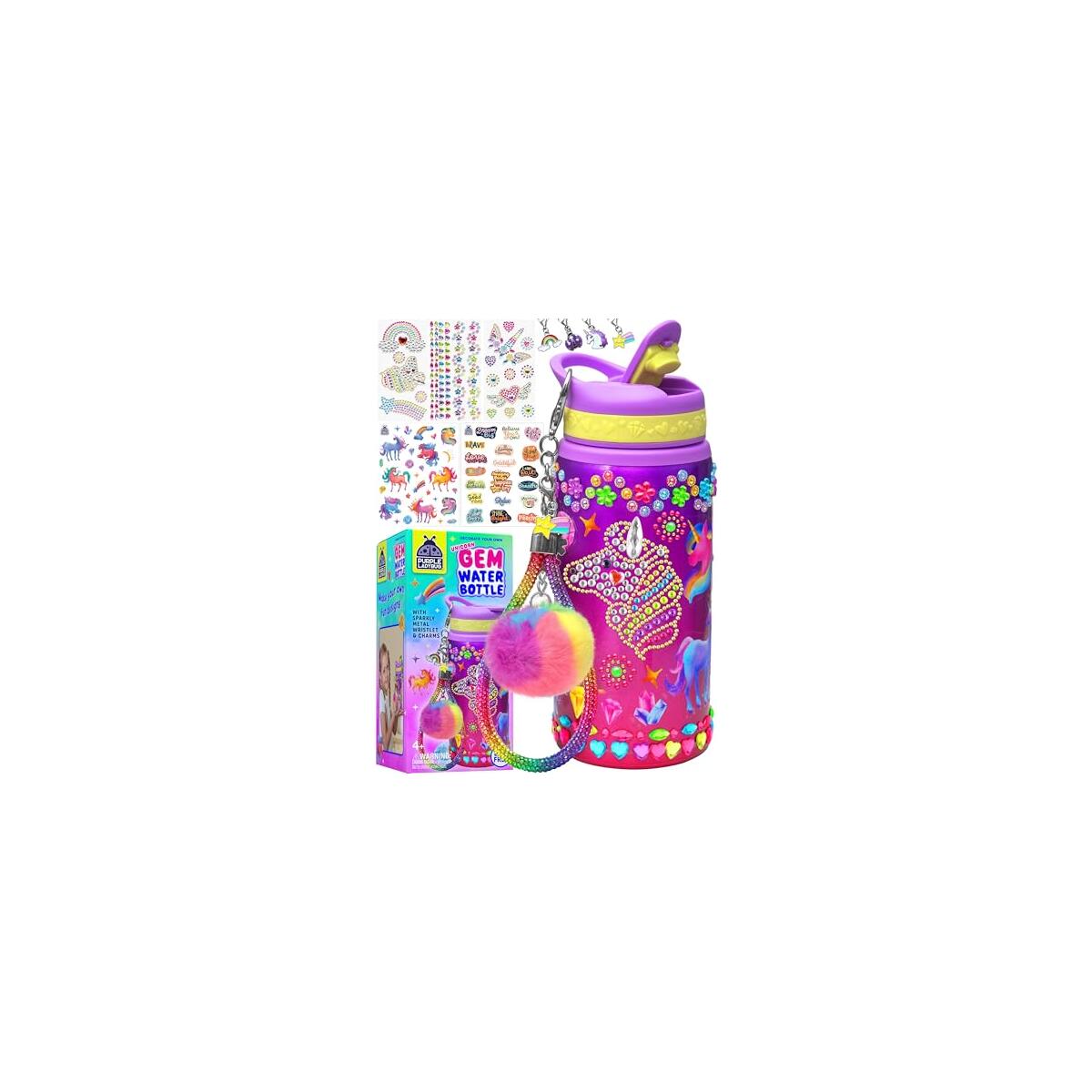PURPLE LADYBUG Decorate Your Own Water Bottle Kit for Girls - Gifts for Ages 5 6 7 8 9 10 Year Old Girl Birthday, Girl Christmas Gifts Unicorn Toys Crafts Kids Ages 6-12