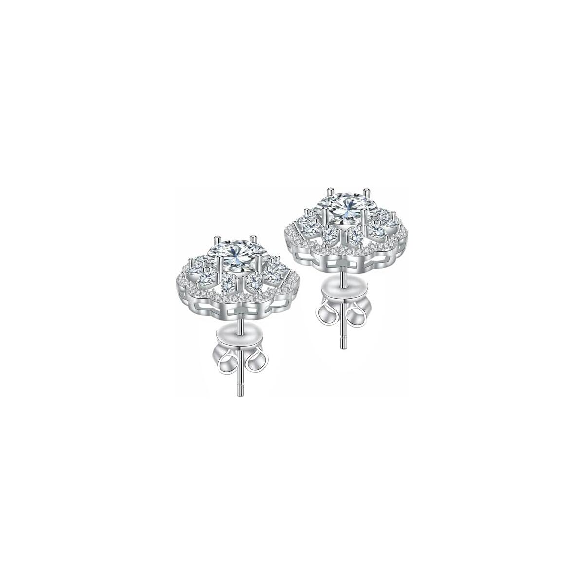 Stud Earrings Moissanite Sunflower S925 Sterling Silver D Color VVS1 Moissanite Elegant Floral Jewelry for Women