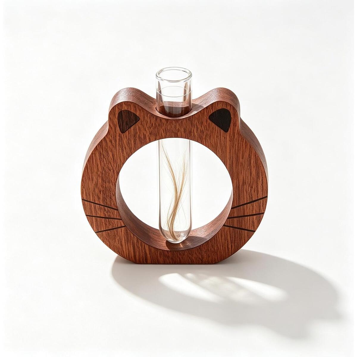 Cat Memorial Keepsake Vase with Pet Hair and Whisker Holder