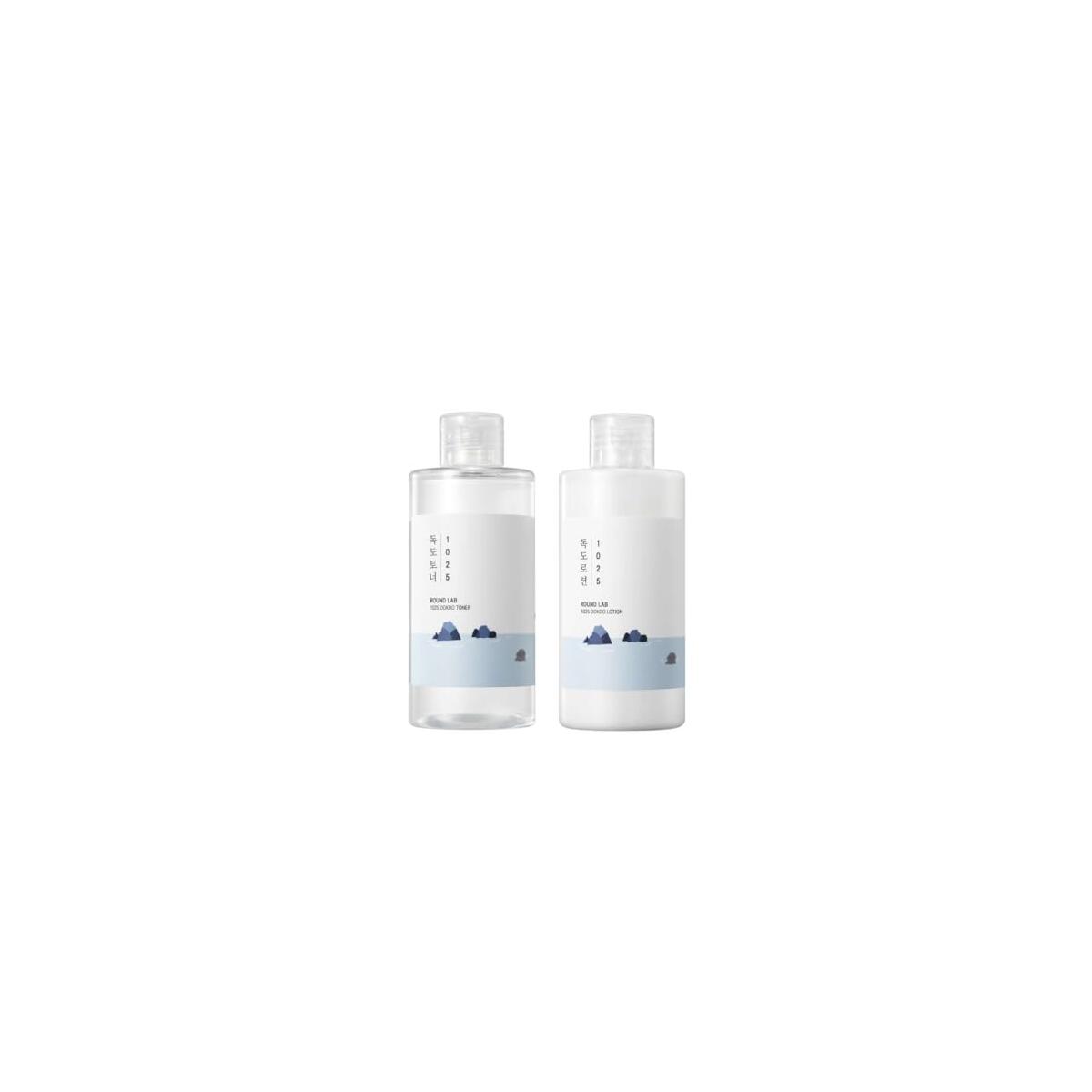 Round LAB 1025 Dokdo Toner + Dokdo Lotion Set | Gentle Exfoliating Dead Skin Cells Without Irritation, Hydrating, Watery Type Toner, Lotion, for Sensitive Skin (6.76fl.oz)