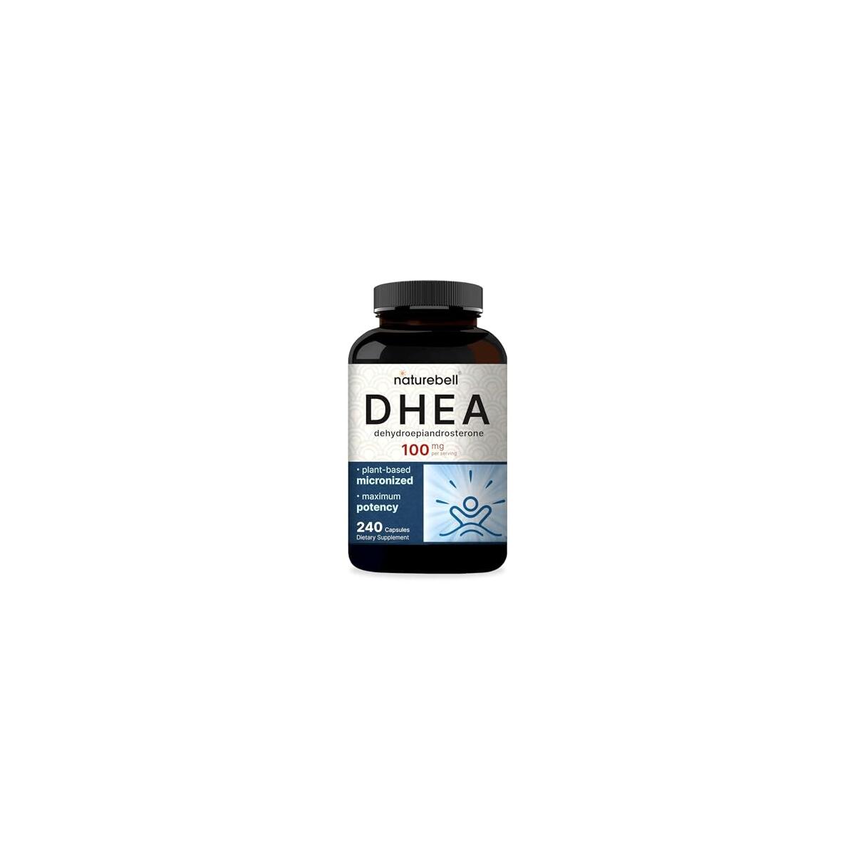 NatureBell DHEA 100mg, 240 Capsules | Max Strength, Micronized Grade for Better Absorption &ndash; Supports Energy Level, Metabolism, and Healthy Aging for Men and Women &ndash; Non-GMO, Made in U.S.A