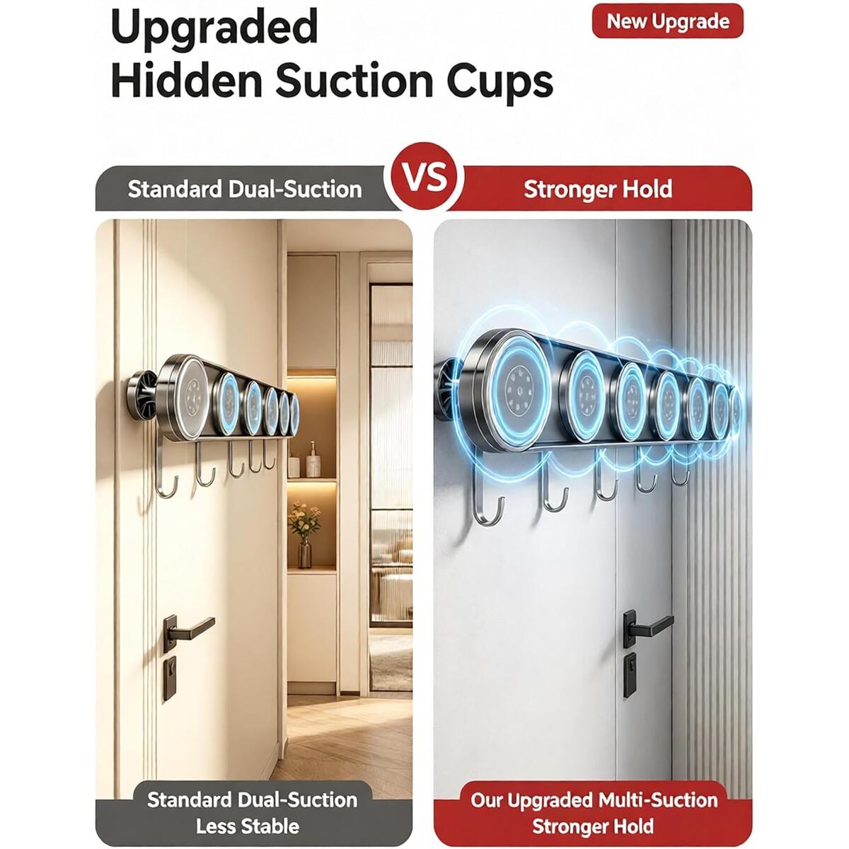 6 Hook Suction Cup Hook Rack For Bathroom Promo Codes - RebateKey