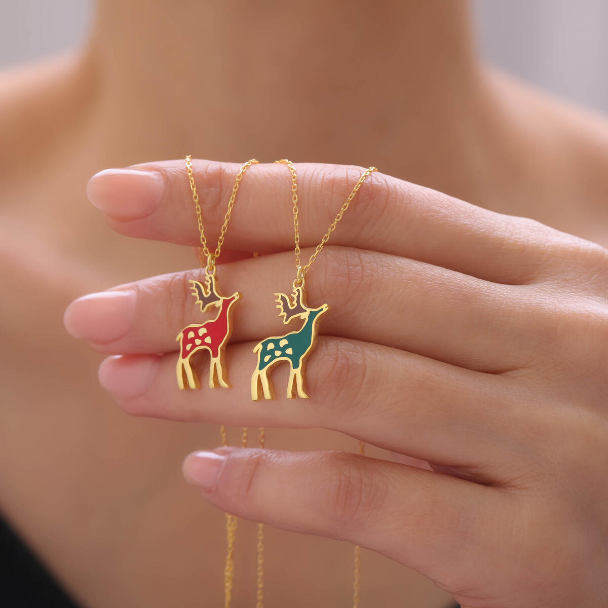 Sterling Silver Christmas Reindeer Necklace