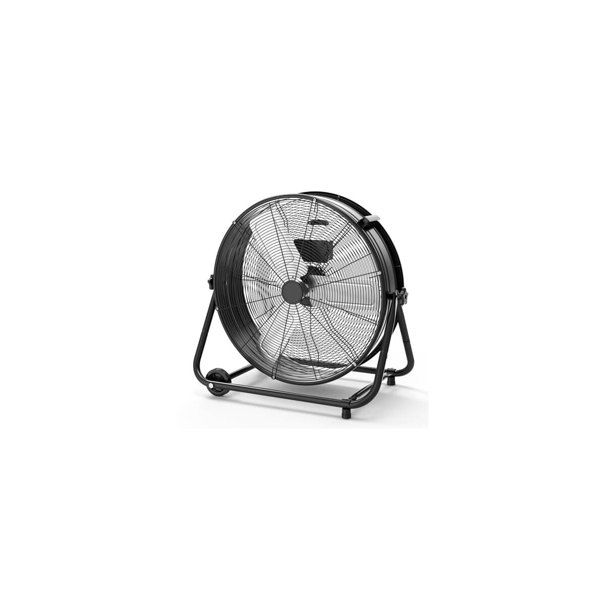 Towallmark 24 Inch High Velocity Industrial Drum Fan, 3 Speed Heavy Duty Metal Floor Fan, 360 Degree Tilt Barrel Fan for Warehouse, Workshops, Garage, Factory and Basement