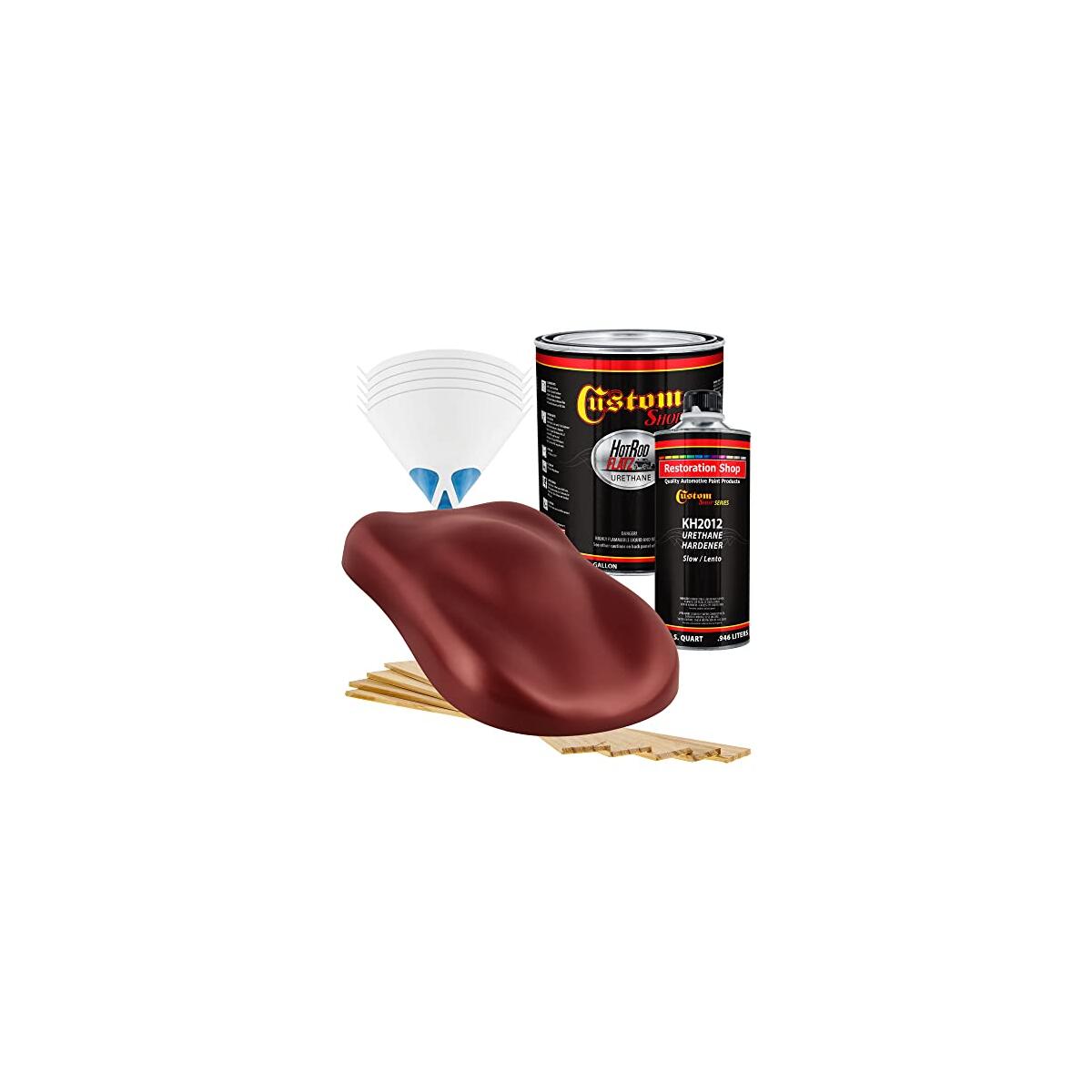 Custom Shop - Carnival Red Pearl - Hot Rod Flatz Flat Matte Satin Urethane Auto Paint - Complete Gallon Paint Kit - Professional Low Sheen Automotive, Car Truck Coating, 4:1 Mix Ratio