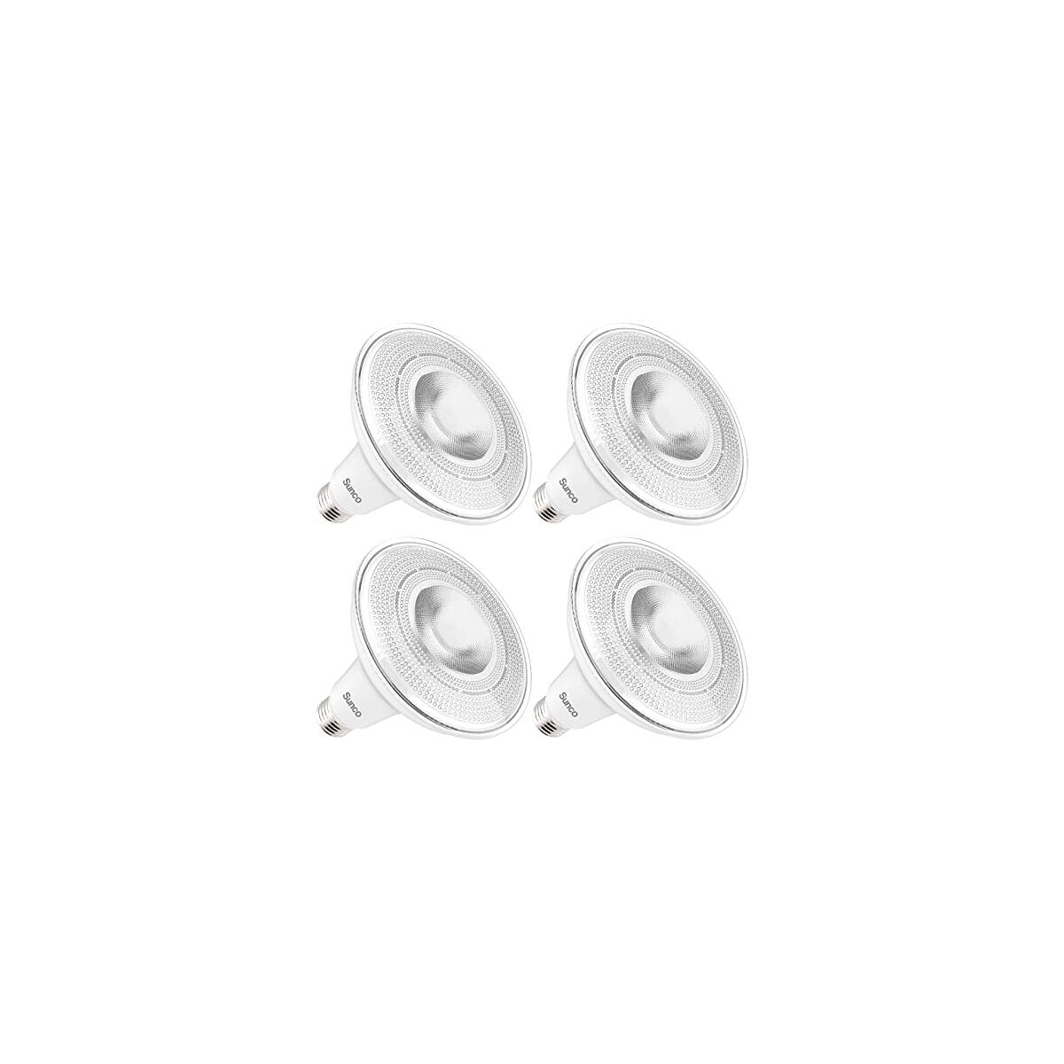 Sunco Dusk to Dawn Flood Lights Outdoor, Waterproof PAR38 LED Bulb, 120W Equivalent 15W, Exterior, Wet-Rated, 5000K Daylight 1250 LM, E26 Base, UL 4 Pack