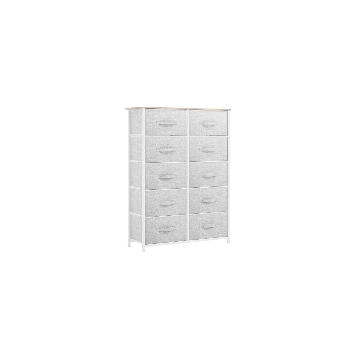 YITAHOME 10 Drawer Dresser - Fabric Storage Tower, Organizer Unit for Bedroom, Living Room, Hallway, Closets - Sturdy Steel Frame, Wooden Top & Easy Pull Fabric Bins (Cool Gray)