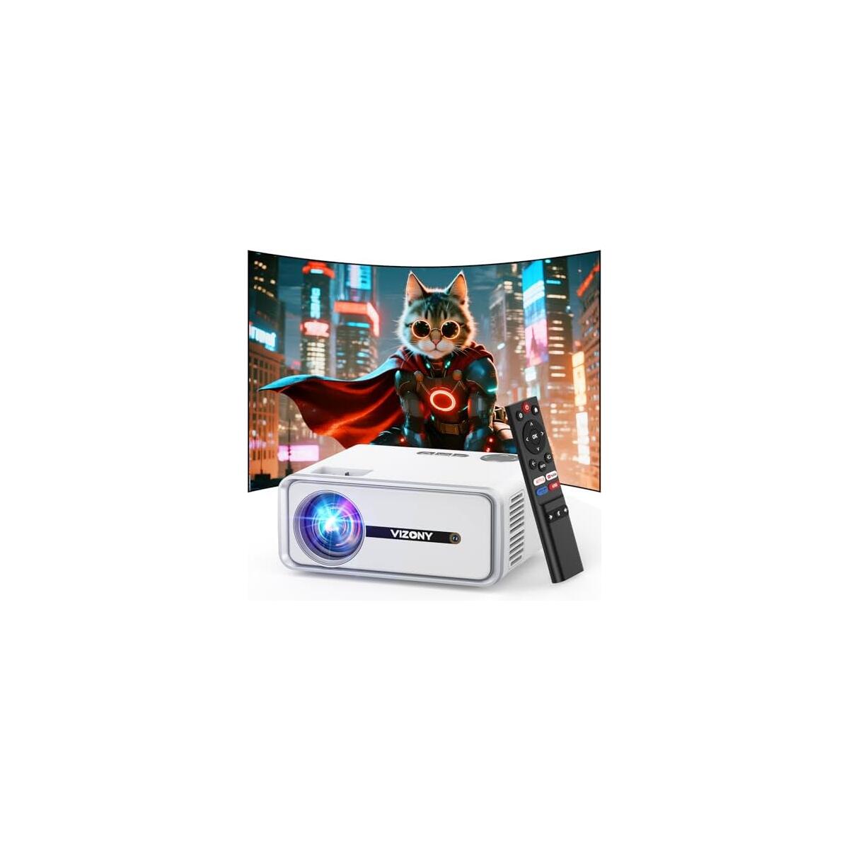[Built-in Apps] Smart Projector with WiFi and Bluetooth, VIZONY Native 1080P Projector with Streaming APPs, Dolby Audio, Portable Mini Projector for Indoor Outdoor Use