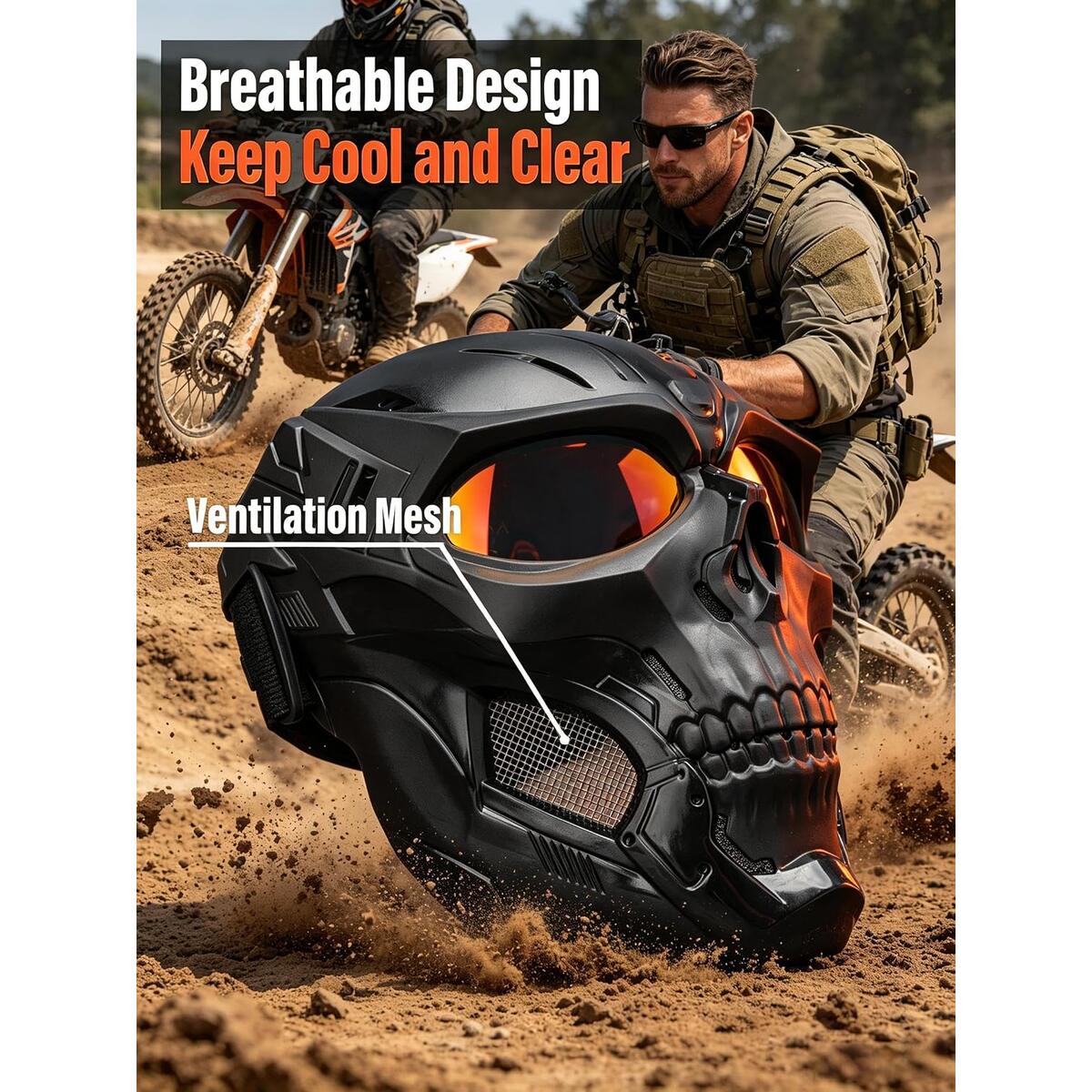 Tactical Skull Full-Face Mask with Anti-Fog Goggles
