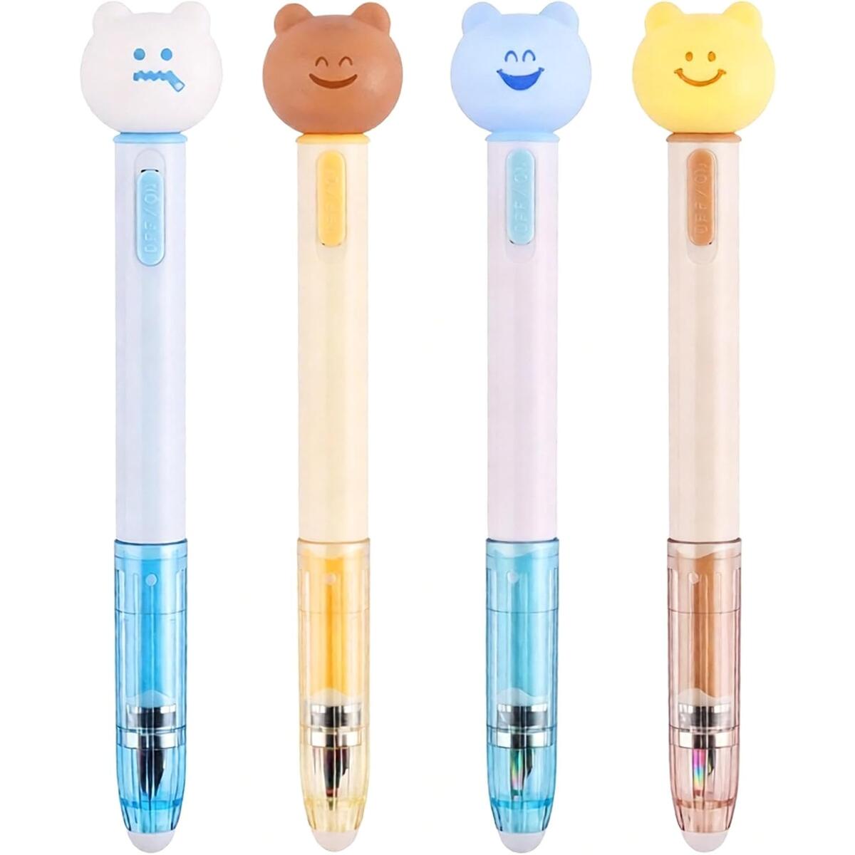 Light-Up Magnetic Erasable Fountain Pen with Bear Topper