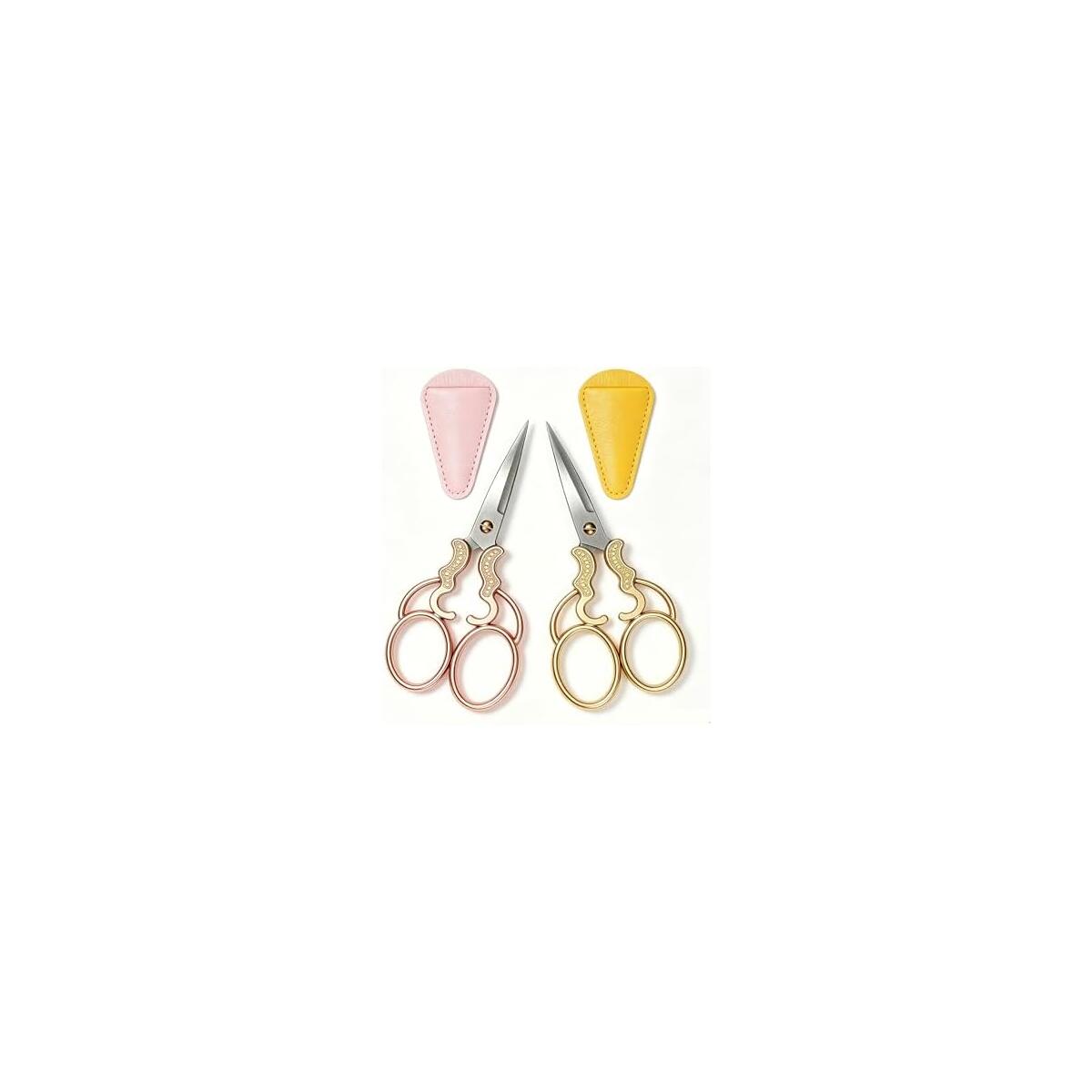 2 PCS Fabric Scissors with 2 Covers- 5-Inch Retro Stainless Steel Precision Scissors, Corrosion & Rust Resistant, Sharp Cutting, Lightweight&ndash;Suitable for Embroidery Thread, Paper, Yarn