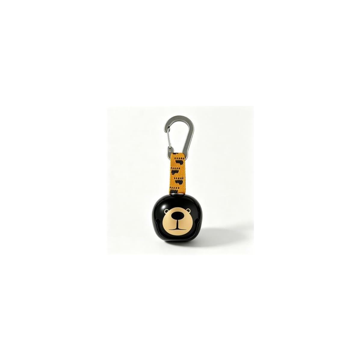 Bear Bell Wildlife Deterrent with Zinc Alloy Carabiner Clip | Rustproof Metal Body, Hiking & Camping Safety, 38mm Compact Size, Paw Print Strap, Backpack Charm