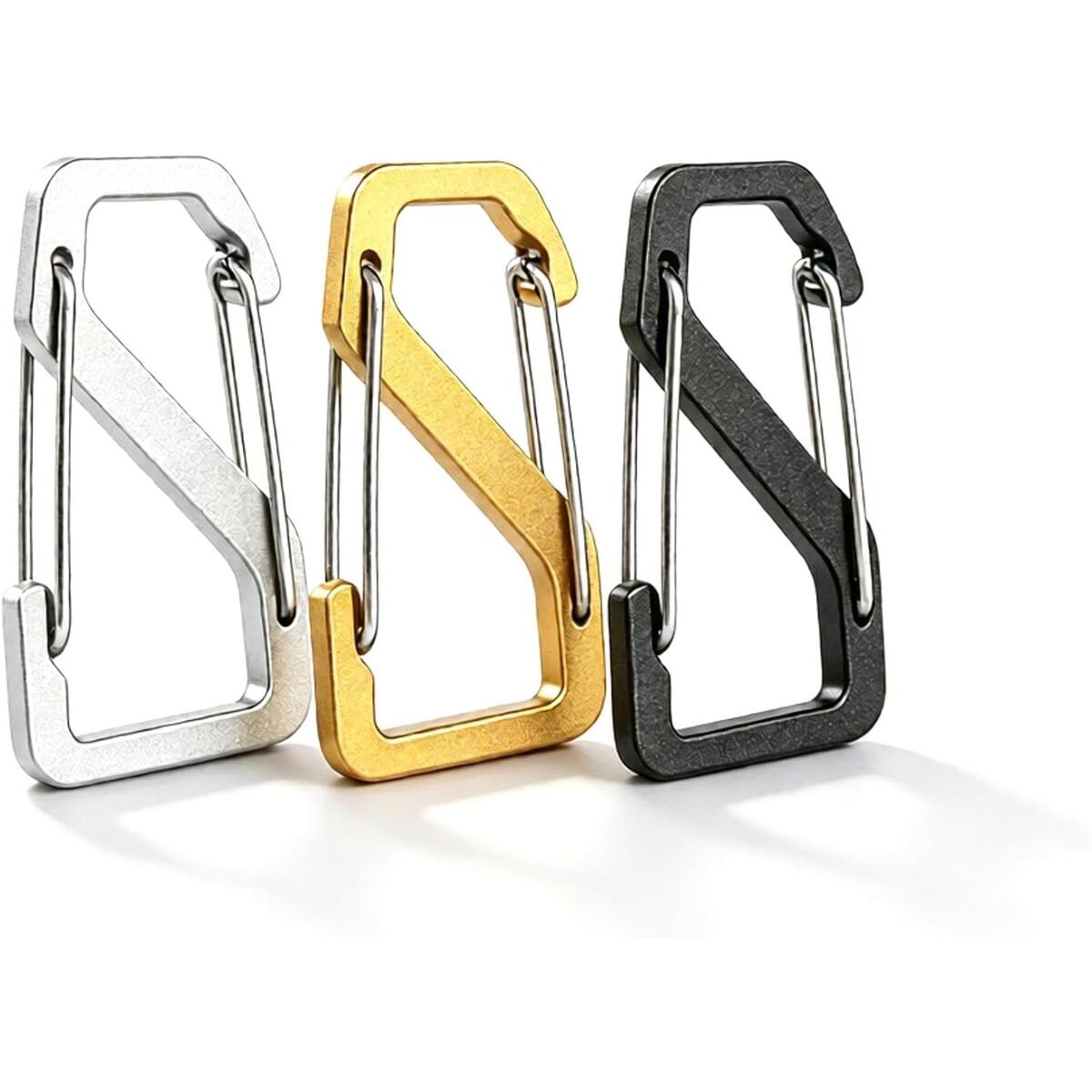 3 Pack Aluminum Z Shape Carabiner Clips with Dual Gate