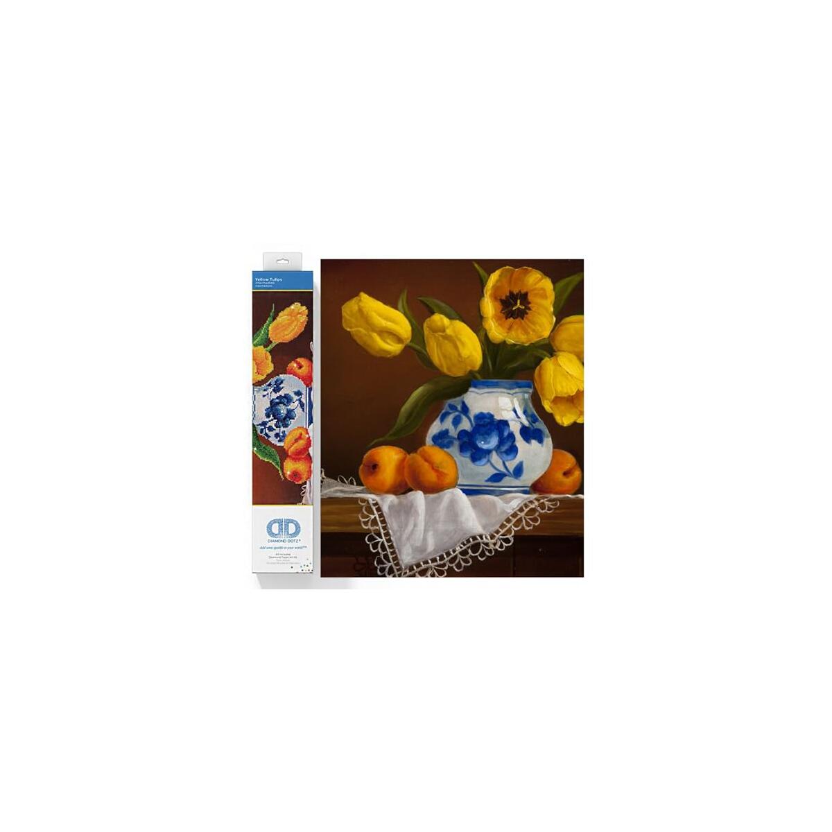 DIAMOND DOTZ Yellow Tulips Partial Drill Round Dotz Diamond Painting Kit for Adults, 16''x20''