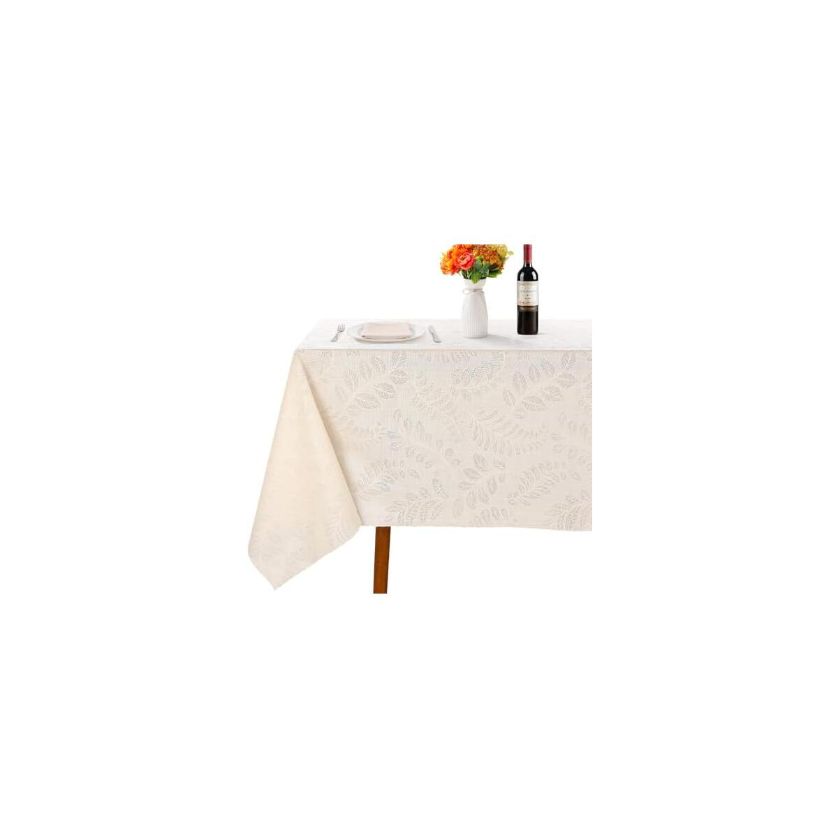 Vinyl Tablecloth Rectangle, Heavy Duty Waterproof Table Cloth, Wipeable, Reusable Spillproof Table Cover for Indoor, Outdoor, Kitchen, Dining Room, Party, Picnic, Camping