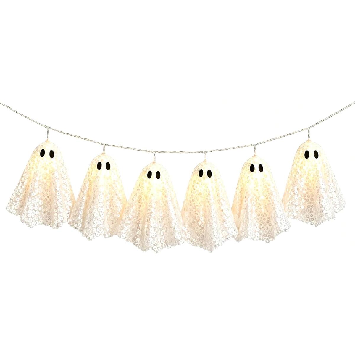 Halloween Ghost String Lights with Sequined Mesh