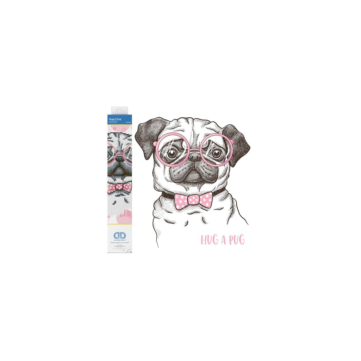 DIAMOND DOTZ Hug A Pug Diamond Painting Kits for Adults - Diamond Art Kits a Relaxing Creative Craft Kit with Dotz Gems 13.8x13.8