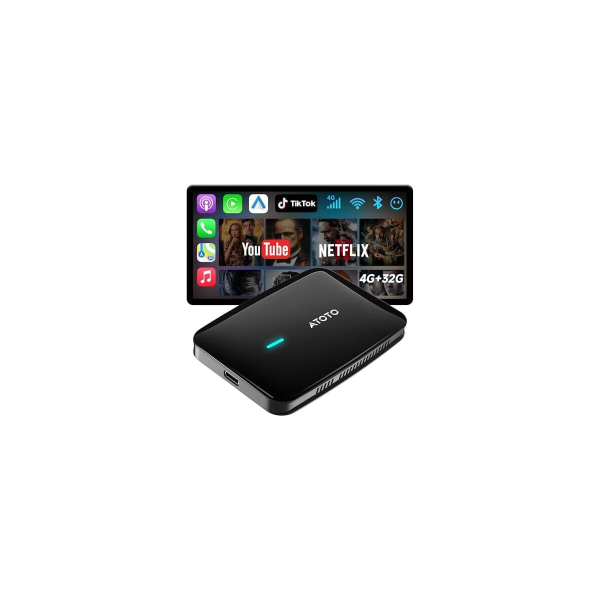 Magic AI Box Wireless CarPlay & Android Auto Adapter, Car Video Box for OEM Wired CP/AA, Dual WiFi & Bluetooth IoT Hub, Supports for Netflix/YouTube/TikTok/TF Card