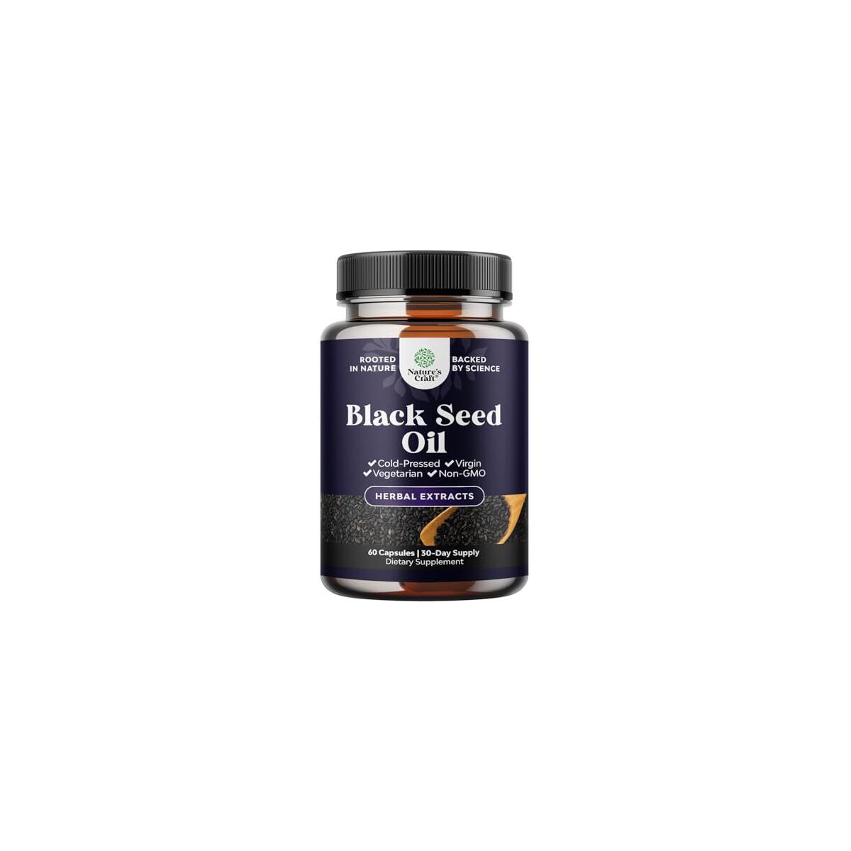 Vegan Black Seed Oil Capsules - Cold Pressed Nigella Sativa Black Cumin Seed Oil Capsules with Omega 3 6 9 Antioxidants and Thymoquinone for Hair Growth Immune Support Joint Health and Digestion