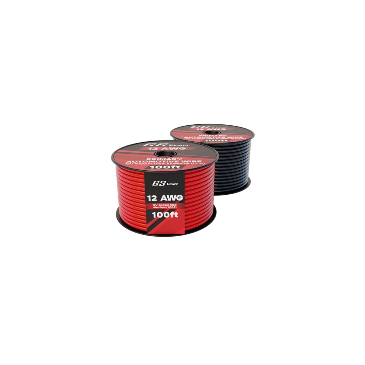 GS Power 200ft CCA 12 Gauge Wire Automotive, 2 Colors Red-Black, 12 AWG 12v, Flexible Speaker Electrical Wire Low Voltage Primary for Car Stereo Audio Trailer Harness Hookup Wiring DIY