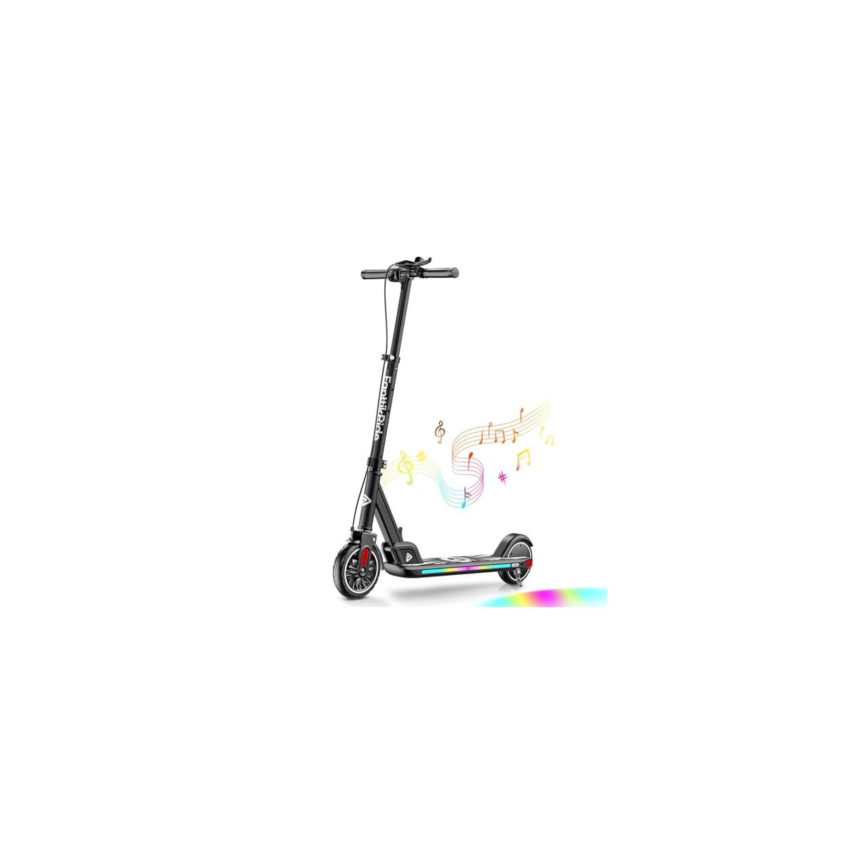 FanttikRide T9 Apex Electric Scooter for Kids 4.3-5.6 ft,200 W Motor, LED Colorful Lights with Bluetooth Music Speaker, 7/10/12 MPH Digital Display, Adjustable Height, Foldable, Up to 40 mins