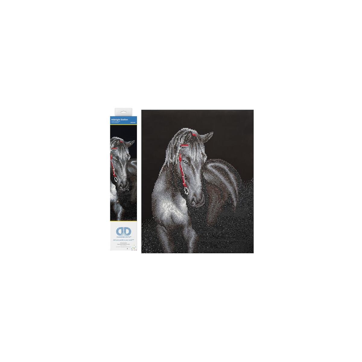 DIAMOND DOTZ Midnight Stallion Horse Diamond Painting Kits for Adults - Diamond Art Kits a Relaxing Creative Craft Kit with Dotz Gems 20.9"x16.5"