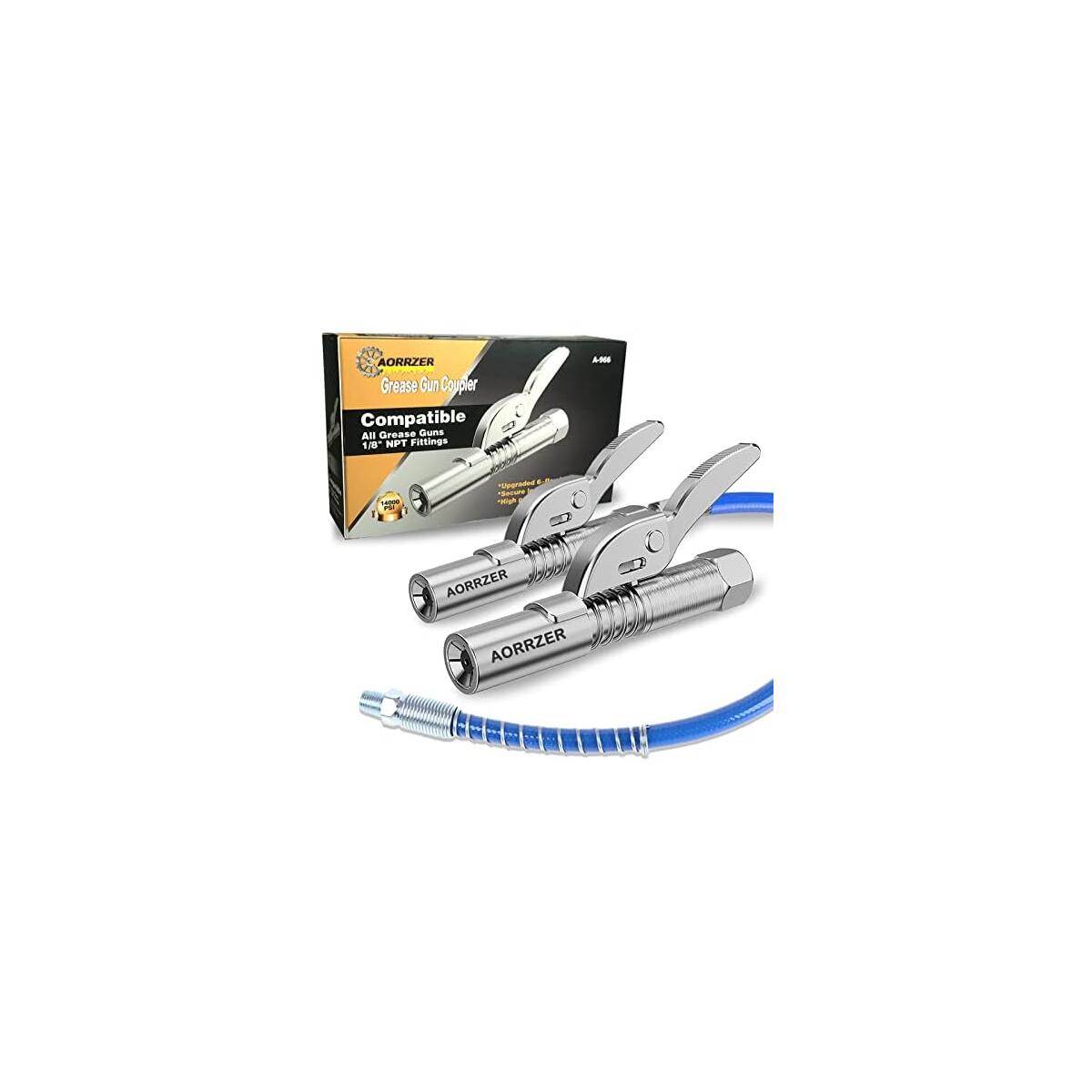 Grease Gun Coupler 2 PCS, Strong Lock on Greases Gun Couplers, 12000 PSI Quick Release Grease Coupler with 12