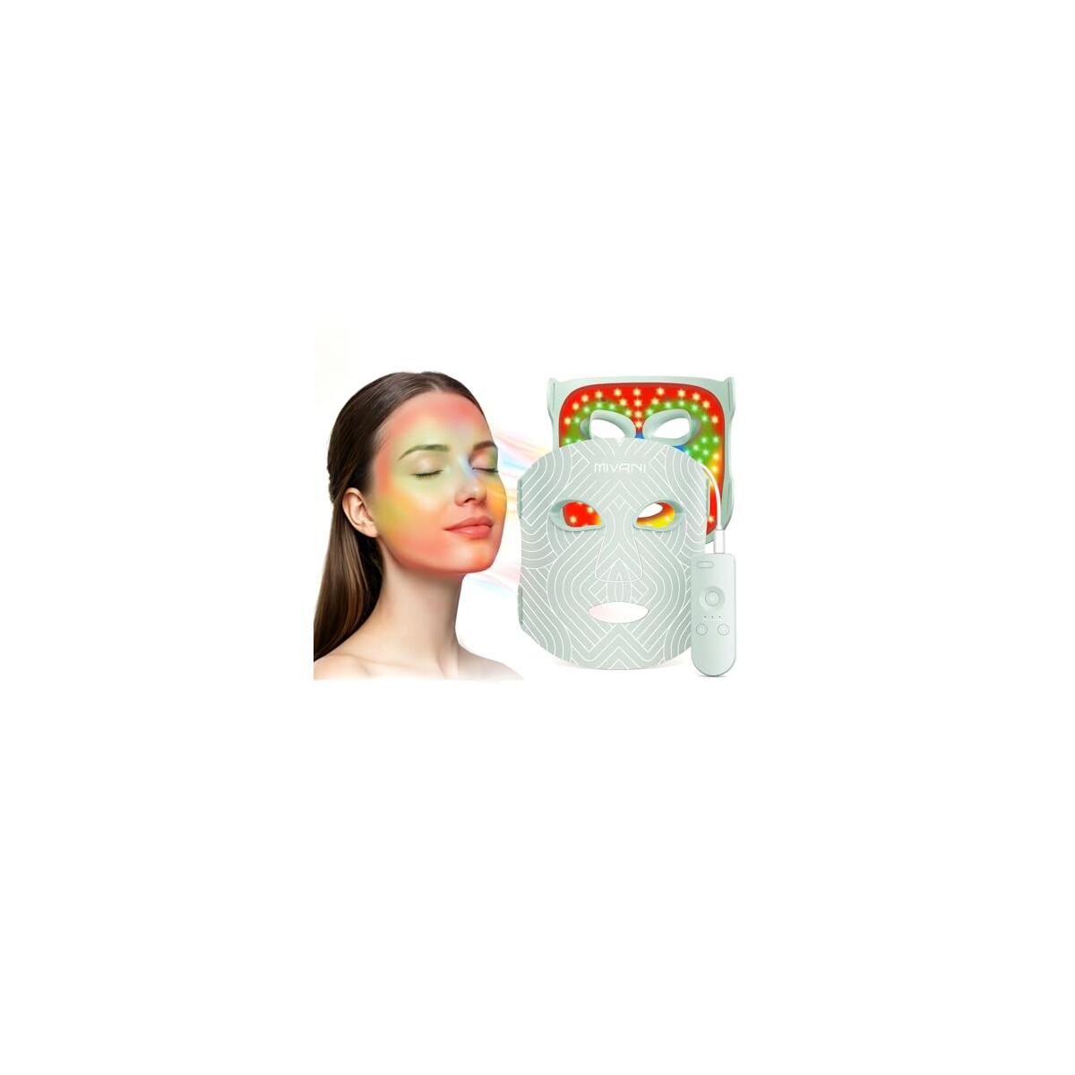 Red Light Therapy Mask for Face, 8 Modes LED Face Mask with 850nm NIR, 368 LEDs Red & Blue Light Therapy for Wrinkles Acne at Home Device, Timing Function Eye-Protection & 2600mAh Rechargeable Remote