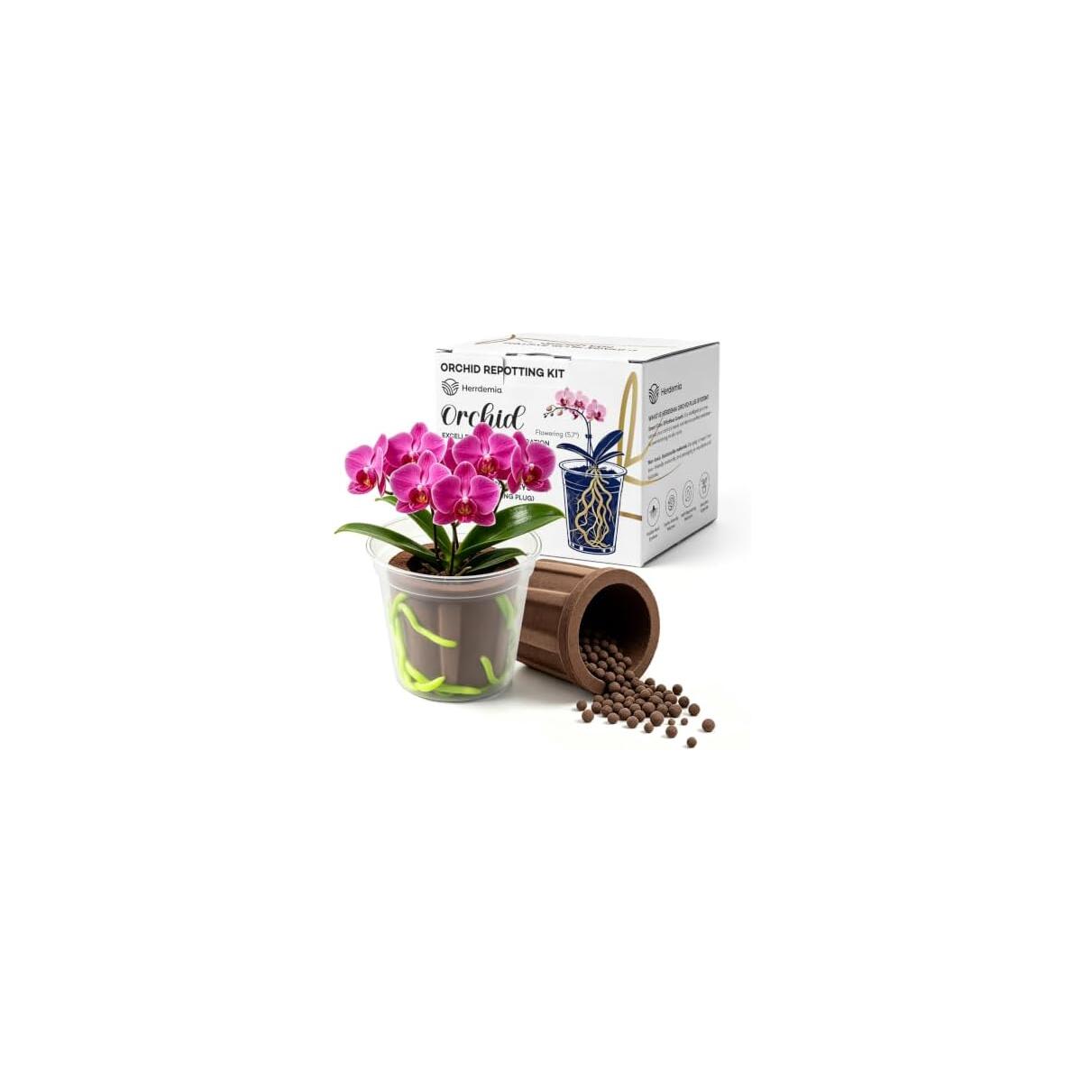 Orchid Potting Mix for Repotting 4.5in Carbon Cotton Repotting Kit | Orchid Soil Potting Mix for All Orchids and Bromeliads, Plants Root Ventilation & Expanding with 6 Inch Clear Nursery Pot