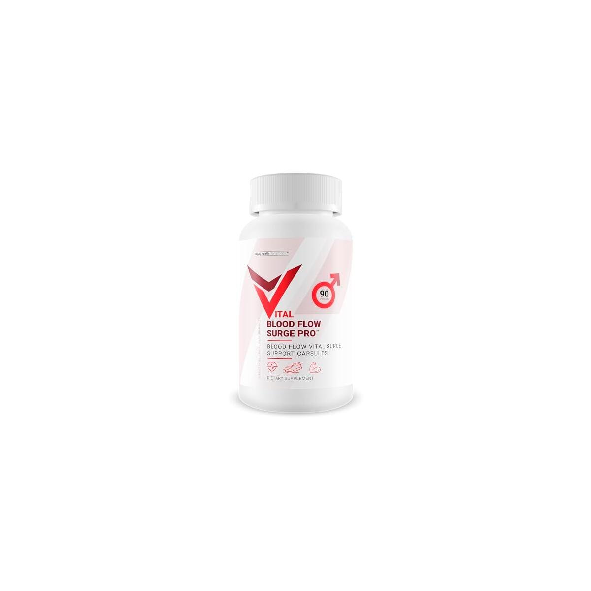 Vital Blood Flow Surge Pro - Improved Formula - Our Best Advanced Blood Flow Capsules - Pressure Supplement Circulation Pills - Vasodilation Vital Surge Male Blood Flow Vasodilator Supplements for Men