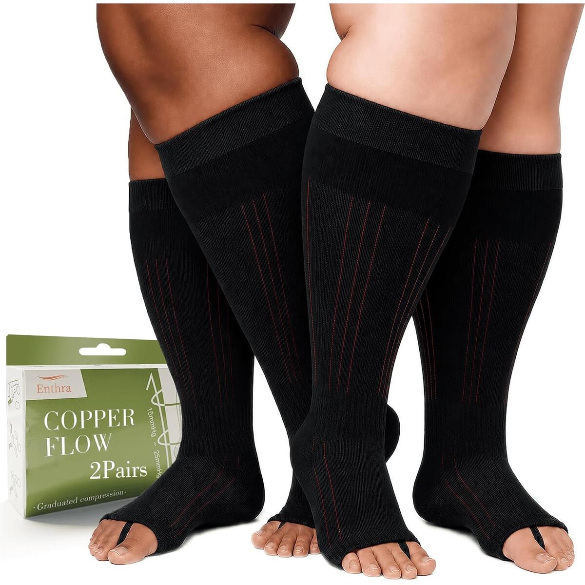 Plus Size Compression Socks for Women Men 2 Pairs 15-25mmHg Do not redeem the 5% coupon on Amazon.
