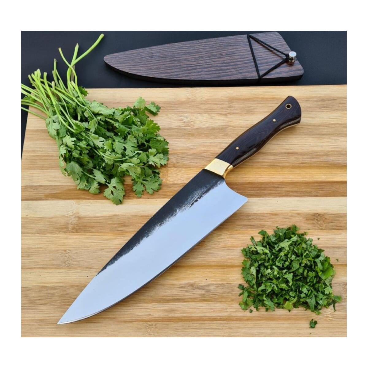 440C Stainless Steel Chef Knife, Wenge Wood Handle & Saya