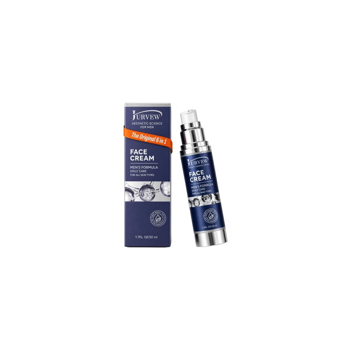 6-in-1 Face Cream for Men - Anti Aging Moisturizer with Retinol, Niacinamide, HA & Vitamin C - Face Moisturizer for Wrinkles, Dark Spots & Eye Bags - Hydrating Men's Face Cream, 1.7 Fl Oz (Unscented)