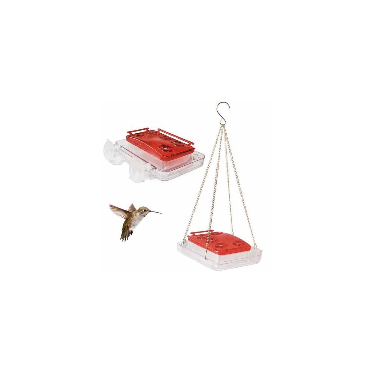 Cuboid Hummingbird Feeder 2in1, Attached To Window Or Hung On Tree