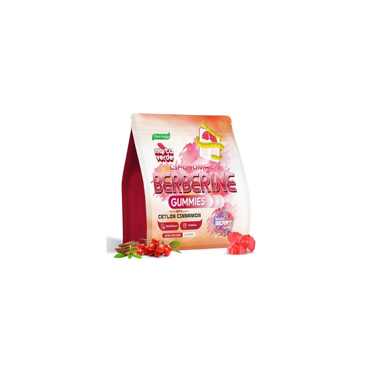 2000mg Liposomal Berberine Supplement Gummies | High Potency Berberine HCL Activates AMPK with Ceylon Cinnamon | Dual Gut–Glucose Innovation | Advanced Absorption | Zero Sugar Mixed-Berry | 120 Count