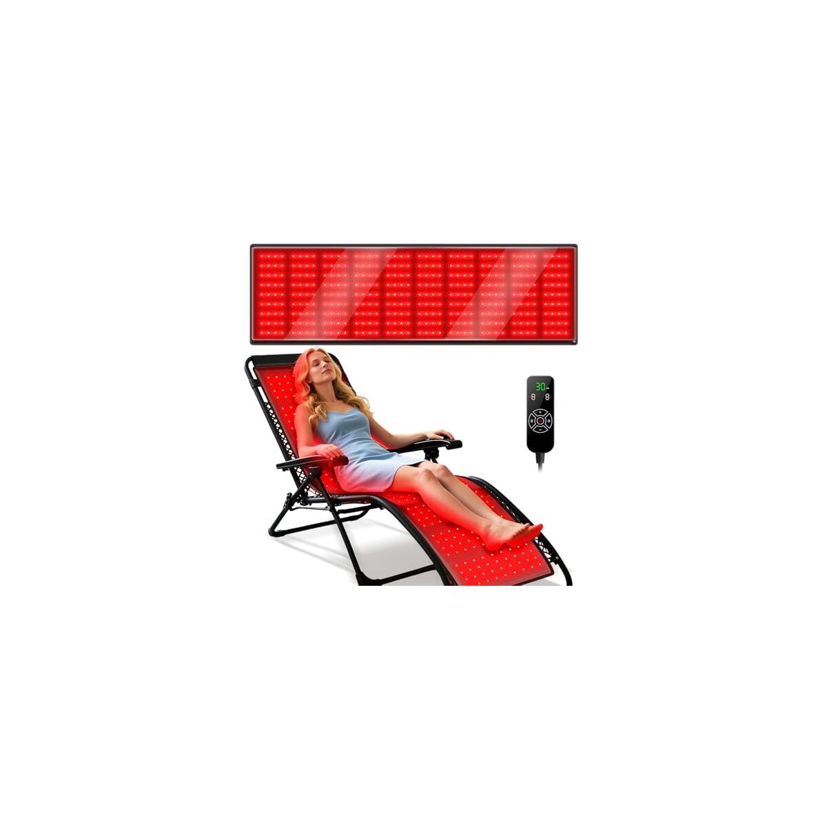 Red Light Therapy Mat with Lounge Chair, Infrared Light Therapy 660nm 850nm Full Body Blanket + Folding Reclining, 90°~170° Red Light Folding Chair, for Pain Relief, Outside, Nap. Support 440 LBS (The final price after using the coupon is $200)