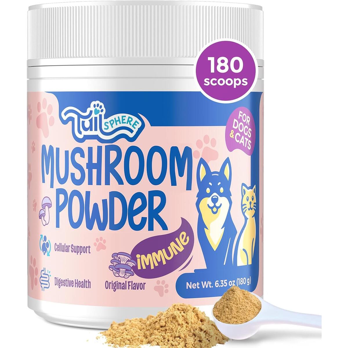 Turkey Tail Mushroom for Dogs & Cats, 14-in-1 Powder, Lumps & Bumps, 180g | Senior Pet Formula, Turkey Tail for dogs, Reishi, Lion&rsquo;s Mane, Chaga, Probiotics, Vitamins, Immune, Gut, Skin & Coat Support