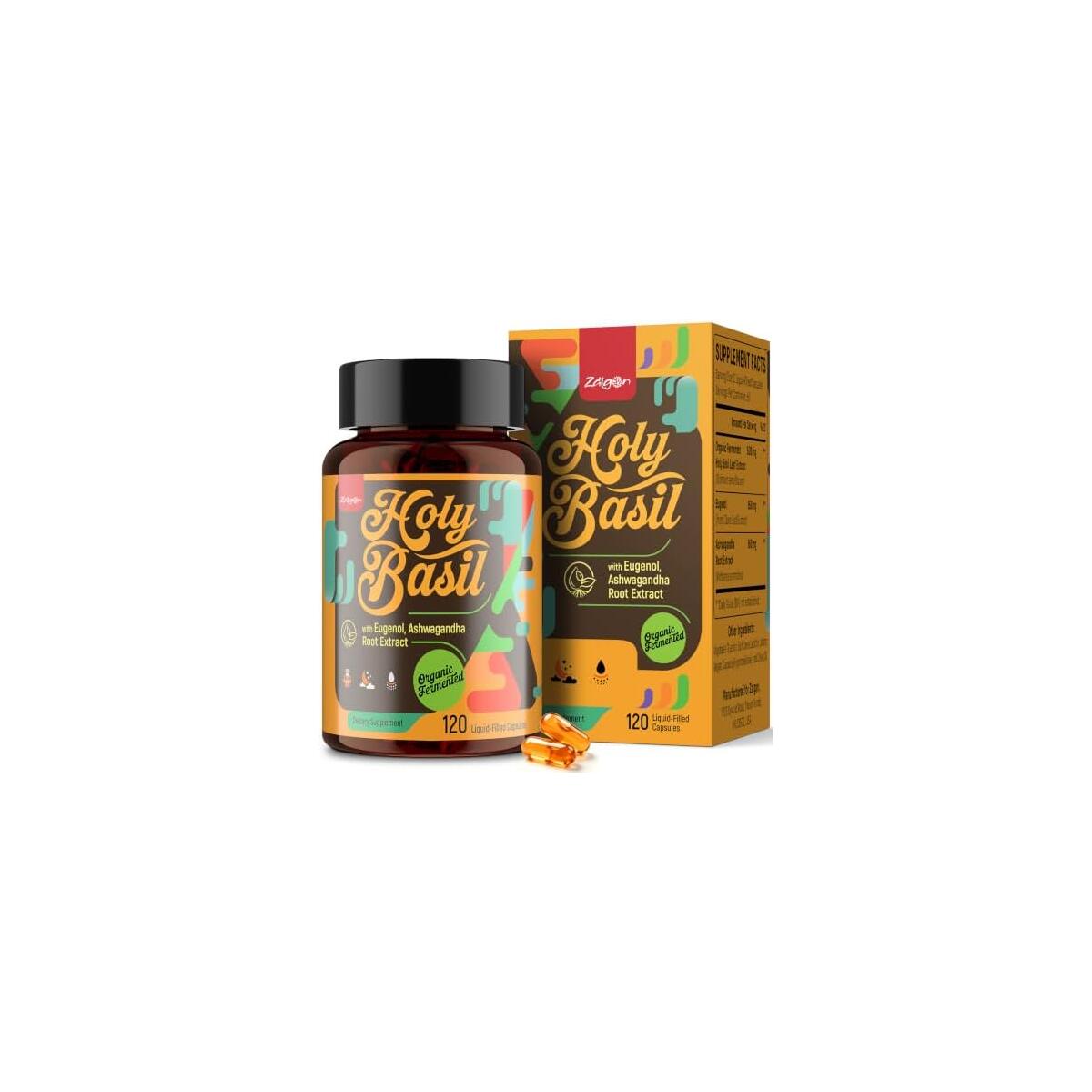 Cortisol Supplement with Holy Basil & Ashwagandha, Mood & Stress Support Stress Support Supplement for Men & Women with Eugenol, Calm & Sleep Support, 120 Liquid Caps