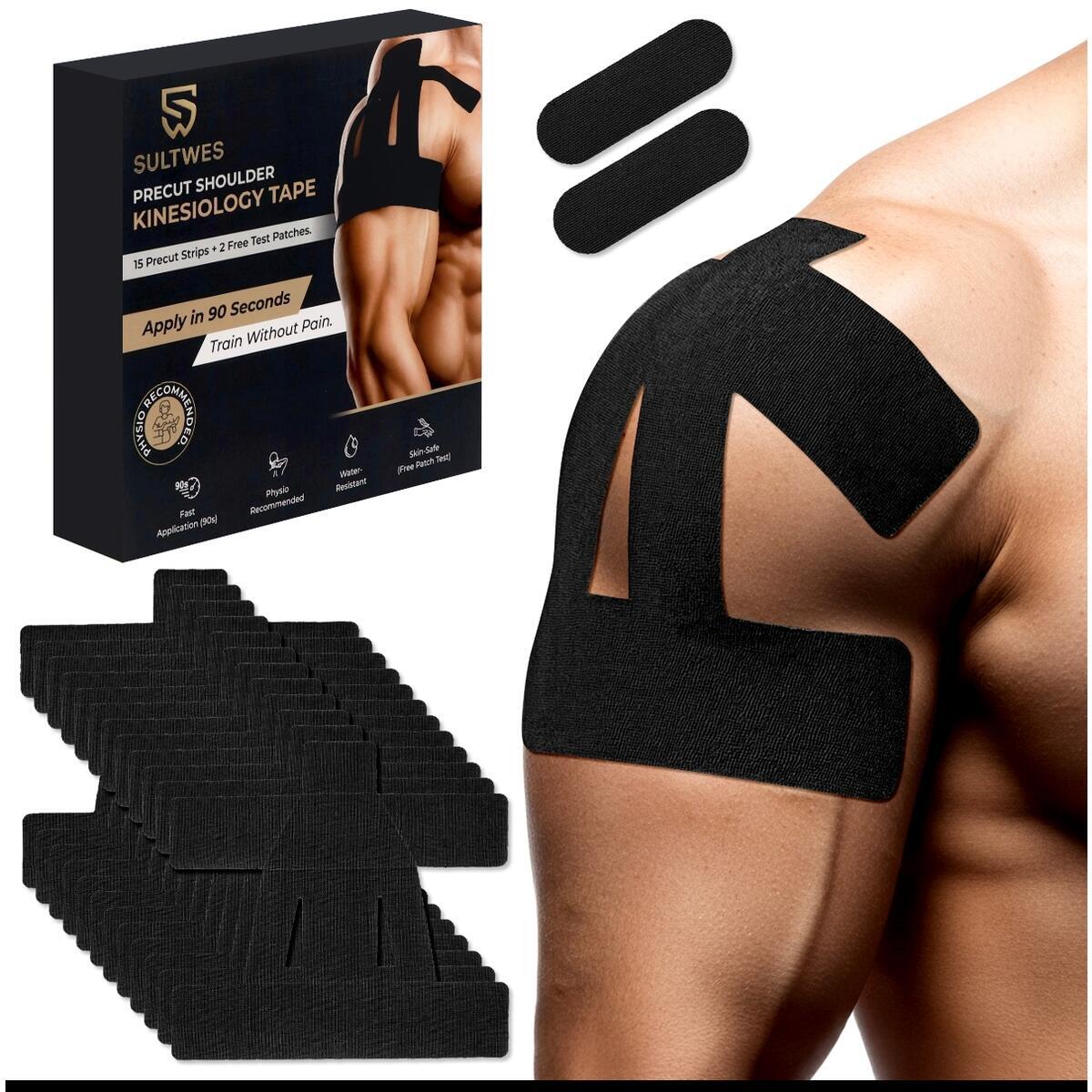 Kinesiology Tape for Shoulder 15pcs + 2 Free Test Strips