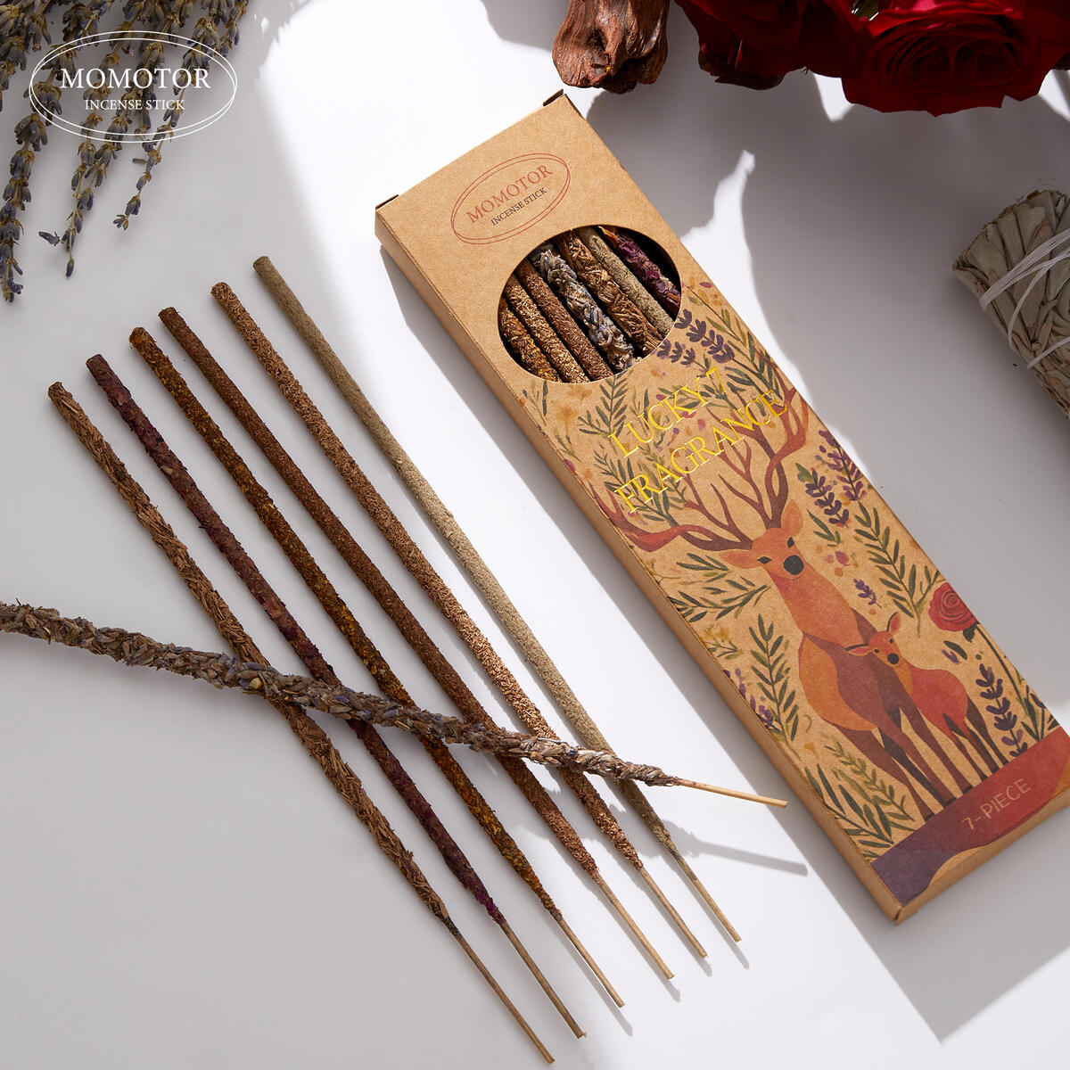 Hand-Dipped Incense Sticks – 7 Natural Scents, 8" Long, 45-Minute Burn, Handmade Clean-Burning Incense for Relaxation, Meditation & Stress Relief