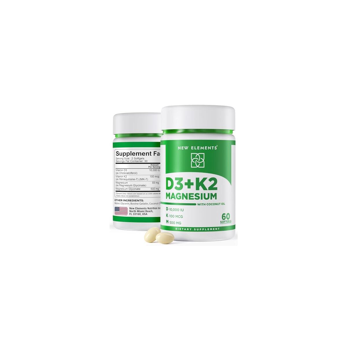 Vitamin D3 K2 with Magnesium Glycinate