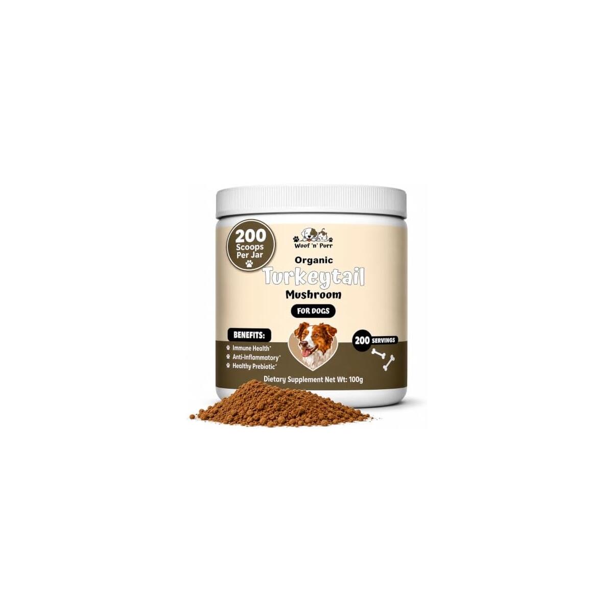 Turkey Tail Mushroom for Dogs - Turkey Tail for Dogs - Helps with Lipoma Lumps & Bumps, Energy, Immune, Digestive, Joint Health & More - Dog Lipoma Treatment - Dog Food Toppers - 200 Servings