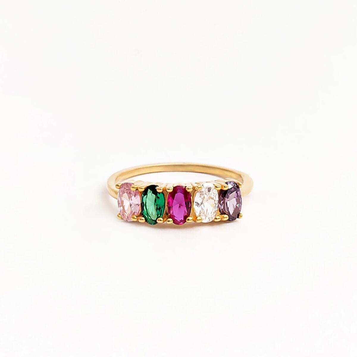 Custom Birthstone Ring, Multiple Birthstone Ring, Personalized Gold Ring with 1, 2, 3, 4, 5 Gemstones Personalized Family Birthstone Jewelry