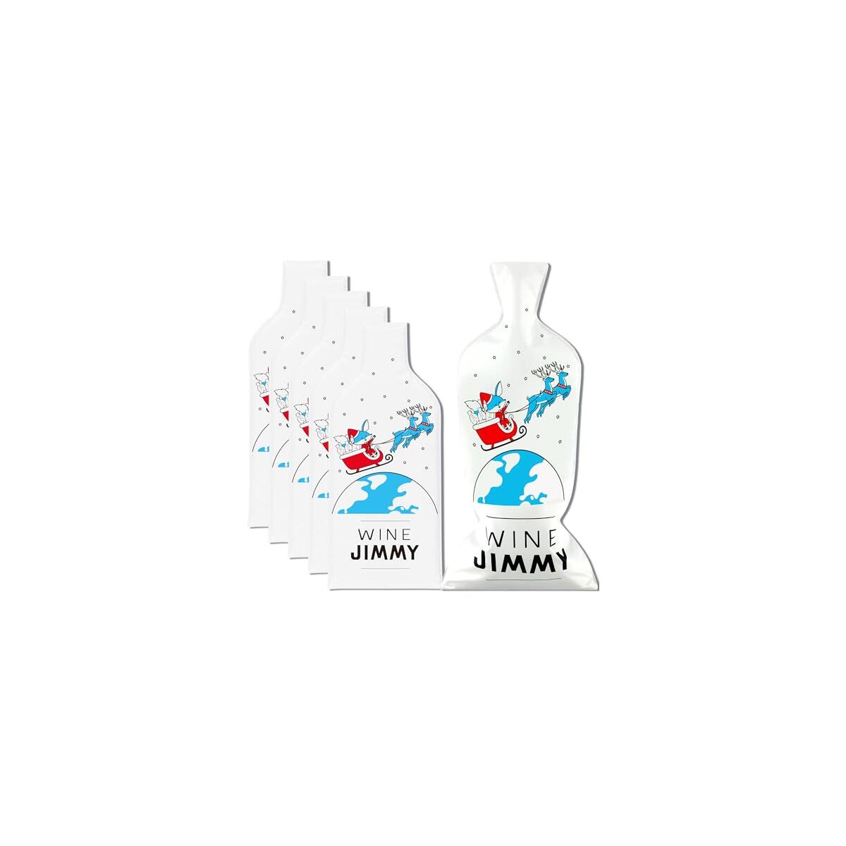 JIMMY THE FOX Wine Jimmy Santa Edition | 6-Pack Reusable Wine Travel Bags | Triple-Layer Leak-Proof Bottle Protectors | Impact-Resistant Sleeves for Airplane or Cruise | Christmas Gifts