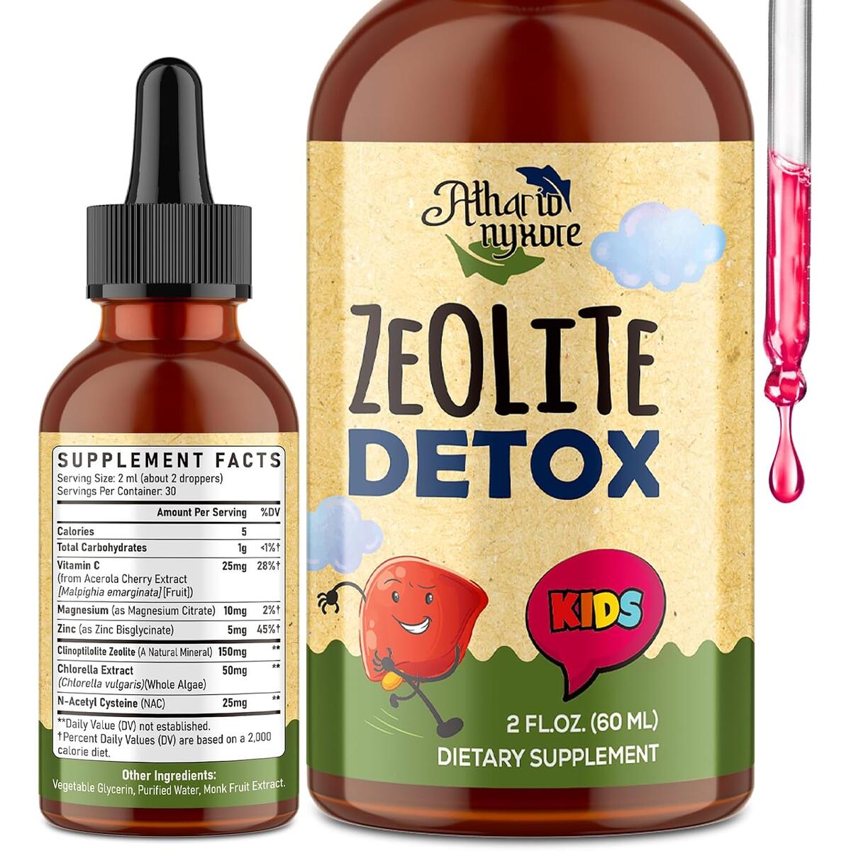 Zeolite Detox for Kids - Detox Supplement Contains Clinoptilolite Zeolite, Vitamin C, Magnesium, and Zinc,Gentle & Natural & Sweet-Tasting, 60ml